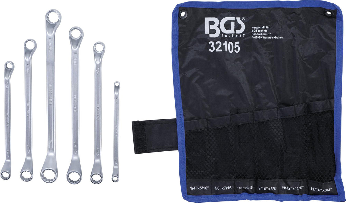 DOUBLE RING SPANNER SET | DEEP OFFSET ENDS | INCH SIZES | 1/4" - 3/4" | 6 PCS. (32105)