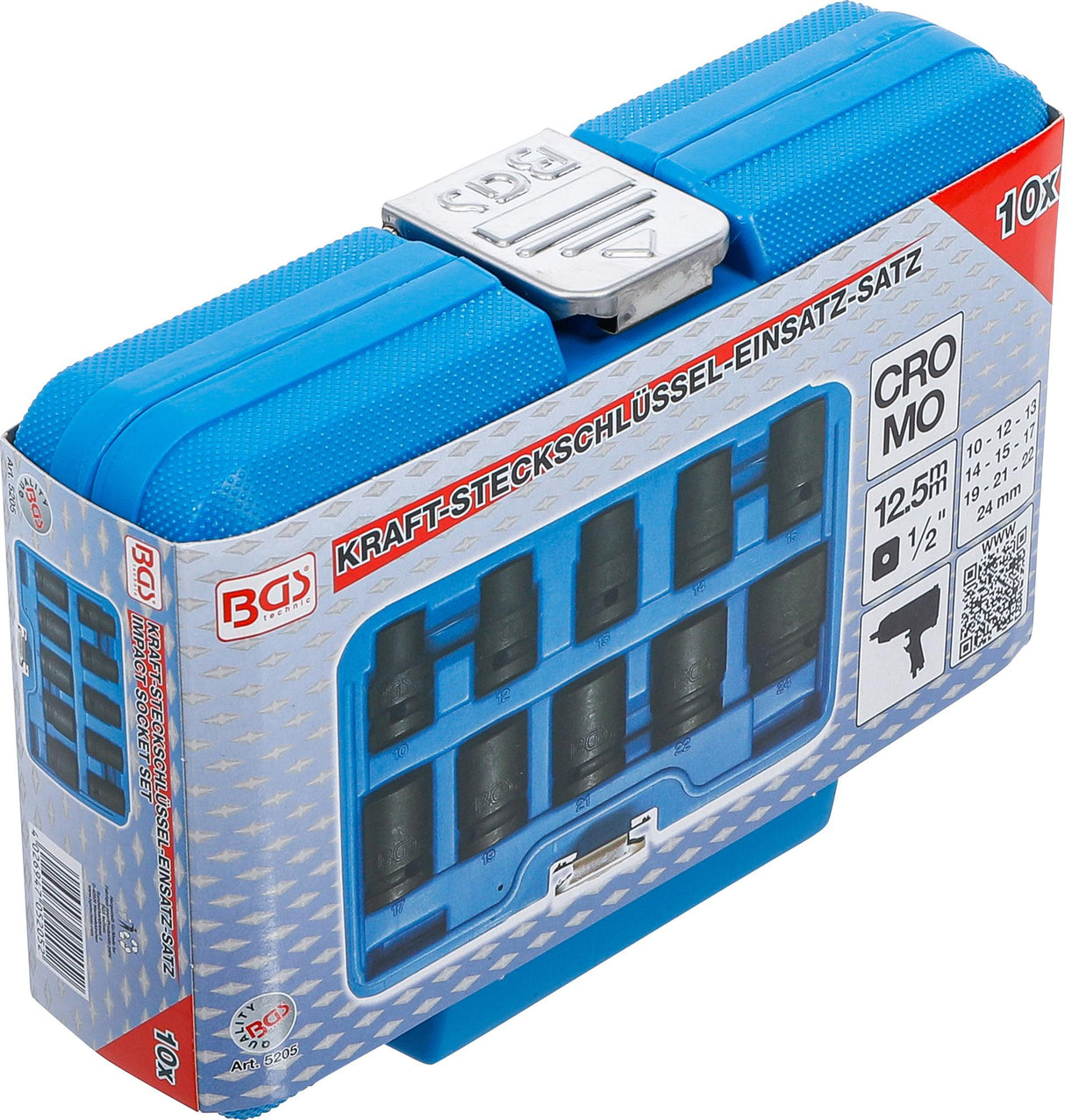 IMPACT SOCKET SET, HEXAGON | 12.5 MM (1/2") DRIVE | 10 - 24 MM | 10 PCS. (5205)