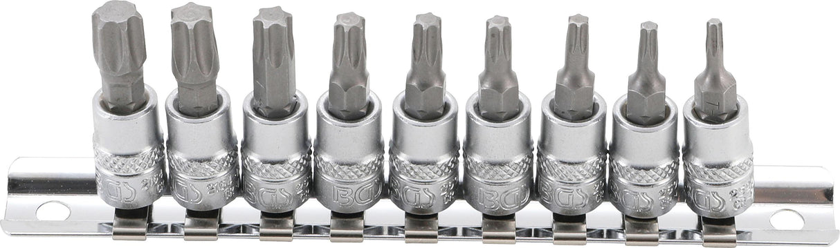 BIT SOCKET SET | 6.3 MM (1/4") DRIVE | T-STAR (FOR TORX) T10 - T50 | 9 PCS. (2164)