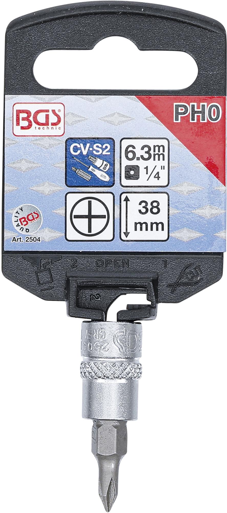 BIT SOCKET | 6.3 MM (1/4") DRIVE | CROSS SLOT PH0 (2504)