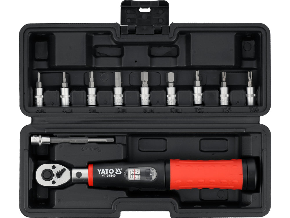 TORQUE WRENCH | 6.3 MM (1/4") | 5 - 25 NM | WITH BITS | 11 PCS (YT-07840)
