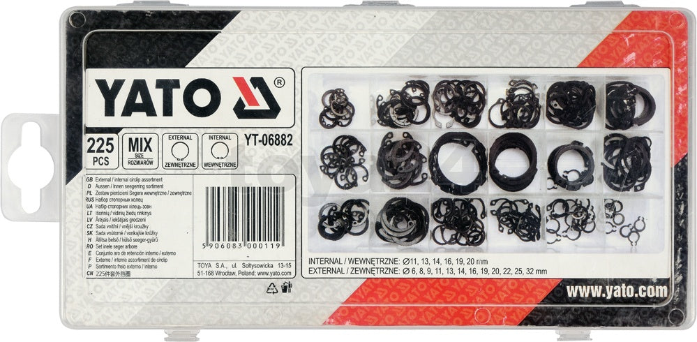 225 PCS SNAP RINGS ASSORTMENT EXT/INT (YT-06882)