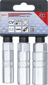 SPARK PLUG SOCKET SET 12-POINT | 10 MM (3/8") DRIVE | 14 - 16 - 18 MM | 3 PCS. (6858)