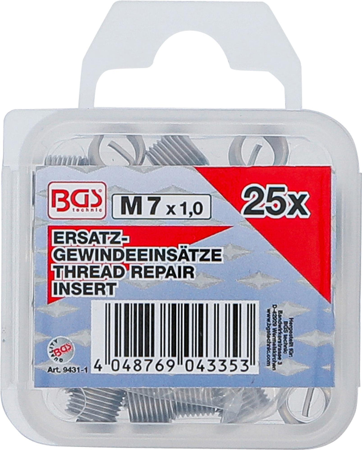 REPLACEMENT THREAD INSERTS | M7 X 1.0 MM | 25 PCS. (9431-1)
