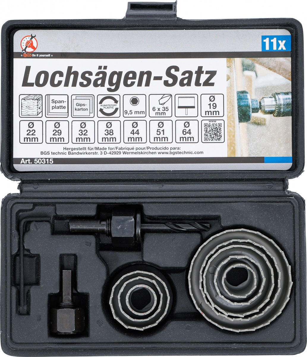 HOLE SAW SET | Ø 19 - 64 MM | DEPTH 24 MM | 11 PCS. (50315)
