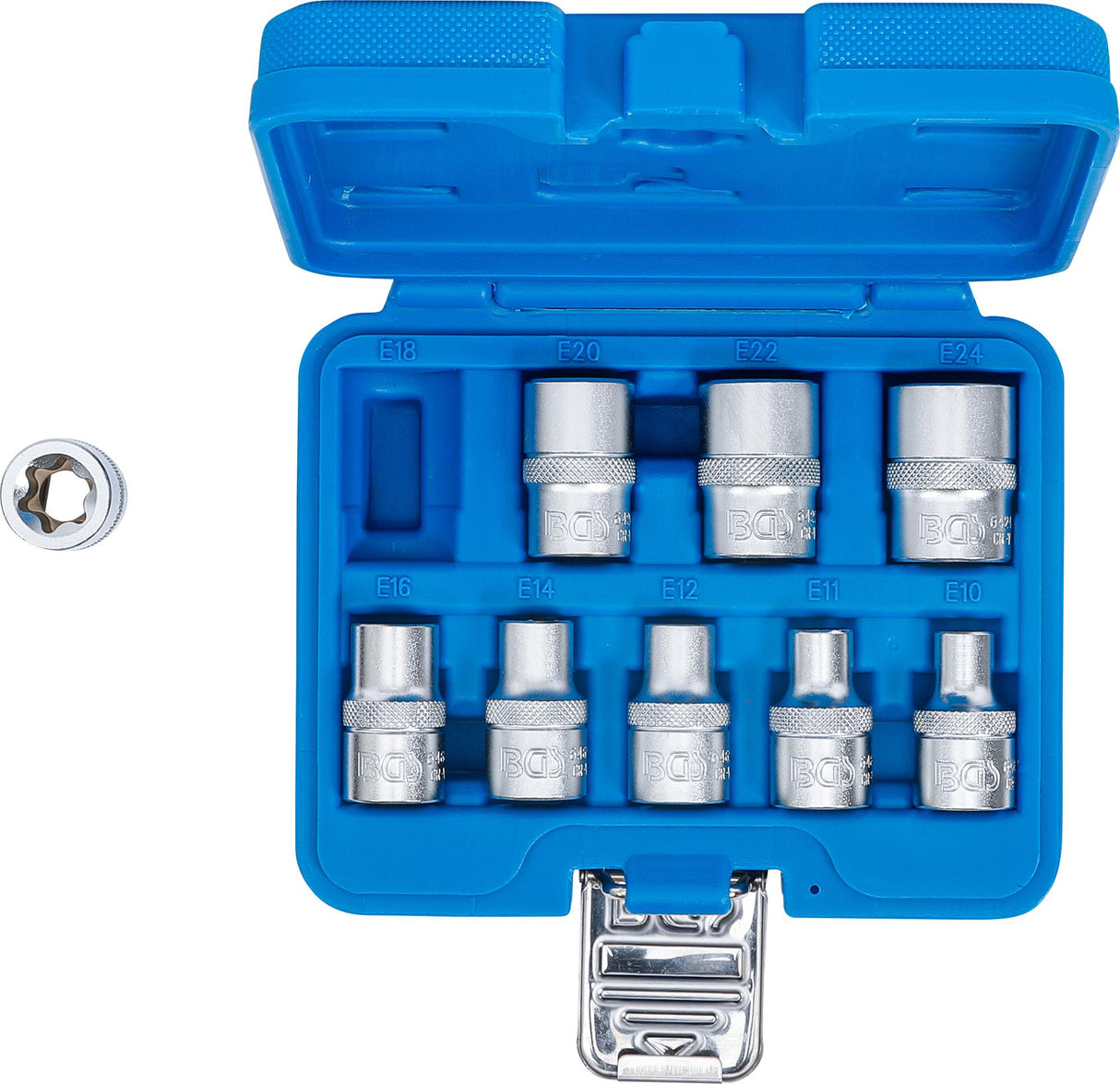 SOCKET SET, E-TYPE | 12.5 MM (1/2") DRIVE | E10 - E24 | 9 PCS. (6425)