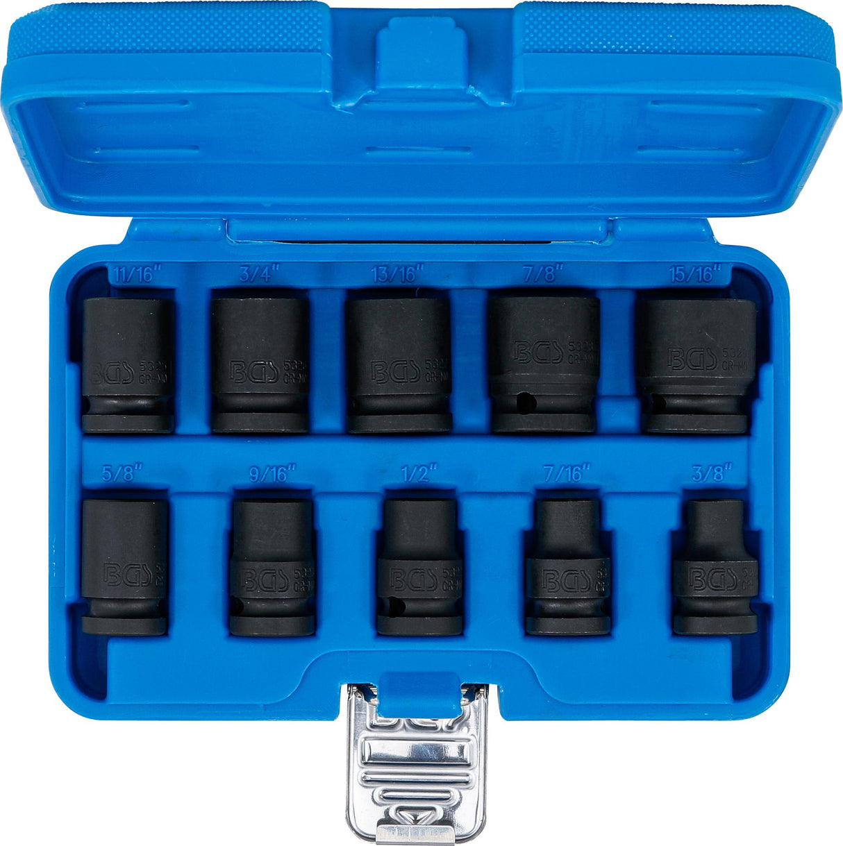 IMPACT SOCKET SET, HEXAGON | 12.5 MM (1/2") DRIVE | 3/8 - 15/16" | INCH SIZES | 10 PCS. (74296)