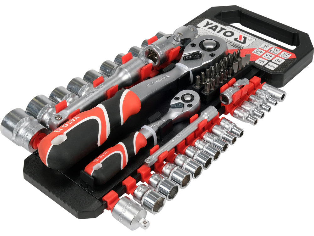 51 PCS DRIVE SOCKET SET 1/4" 1/2" (YT-38680)