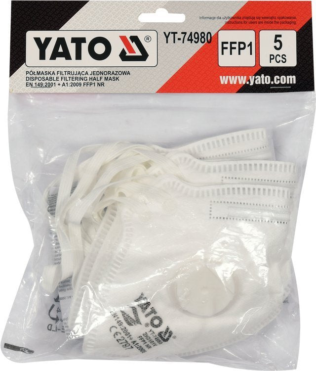 DUST MASKS WITH VALVE | CERTIFIED FFP1 | 5 PCS. (YT-74980)