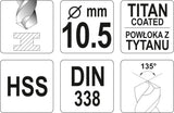 TWIST DRILL BIT HSS-TIN 10,5 MM (YT-44663)