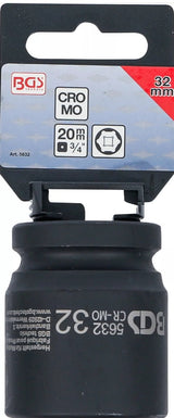 IMPACT SOCKET, HEXAGON | 20 MM (3/4") DRIVE | 32 MM (5632)