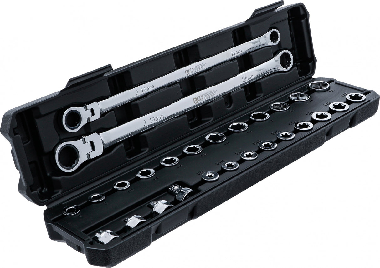 DOUBLE RING AND SWIVEL HEAD RATCHET WRENCH SET | EXTRA LONG | 27 PCS. (74274)
