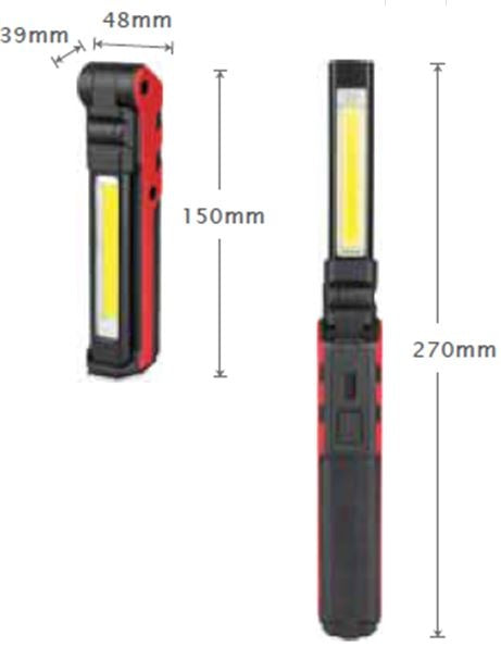 WORK LAMP RECHARGEABLE | 3W LED | 150LM + 5W COB LED | 360LM (CWL5B)