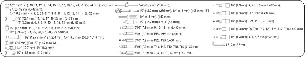TOOL SET 1/2" 108PCS (58685)