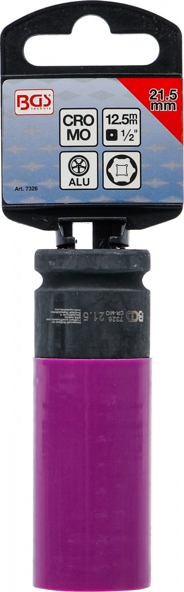 IMPACT SOCKET, LONG, THIN-WALLED | WITH PLASTIC PROTECTION | 12.5 MM (1/2") | 21.5 MM (7326)