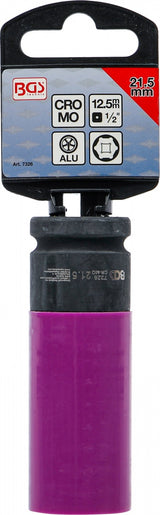 IMPACT SOCKET, LONG, THIN-WALLED | WITH PLASTIC PROTECTION | 12.5 MM (1/2") | 21.5 MM (7326)