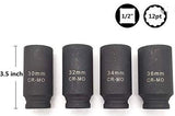 LONG IMPACT SOCKET SET | TWELVE-POINT | 30/32/34/36 MM - 85 MM | 4 PCS. (KR121004)