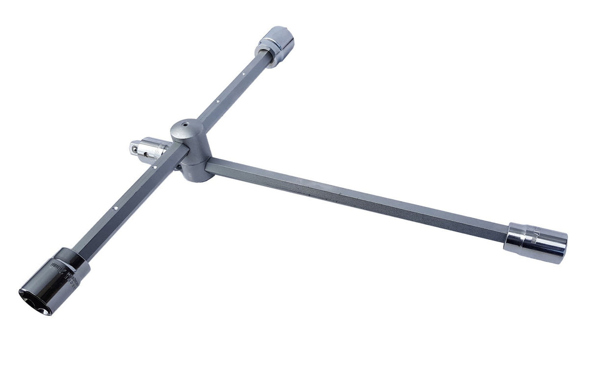 CROSS WRENCH | FOLDING/SLIDING | 17/19/21/24 MM + 1/2" ADAPTER (SK2017083)