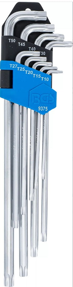 L-TYPE WRENCH SET | EXTRA LONG + EXTRA SHORT | T-STAR (FOR TORX) T10 - T50 | 9 PCS. (9375)