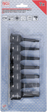 SCREW EXTRACTOR SET | 12.5 MM (1/2") DRIVE | FOR DAMAGED INTERNAL HEXAGON 4 - 12 MM | 7 PCS. (7004)