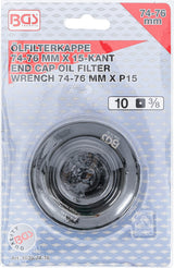 OIL FILTER WRENCH | 15-POINT | Ø 74 - 76 MM | FOR AUDI, FORD, MERCEDES-BENZ, OPEL / VAUXHALL, VW (1039-74-76)