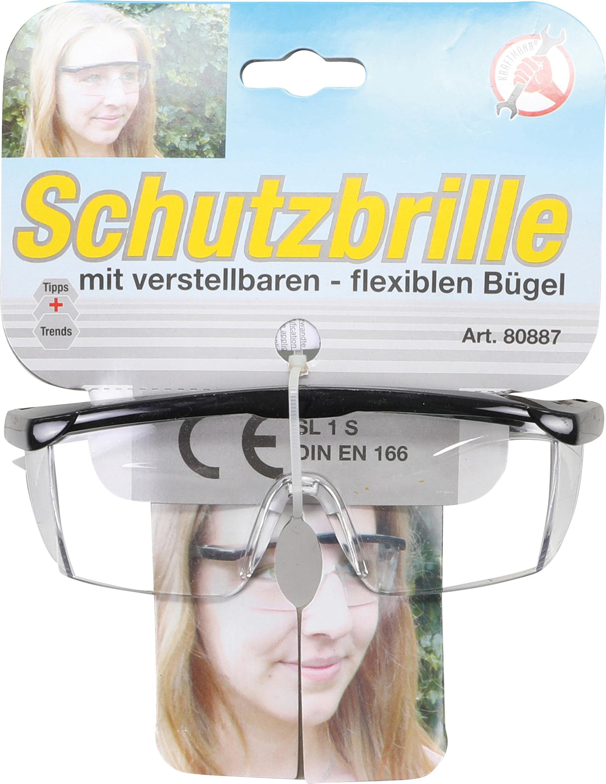 SAFETY GLASSES WITH ADJUSTABLE TEMPLES | TRANSPARENT (80887)
