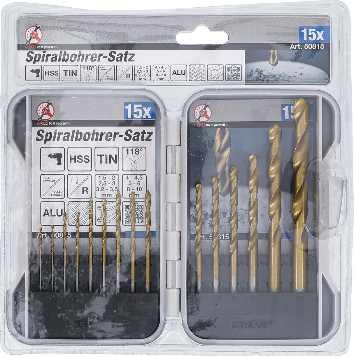 HSS TWIST DRILL SET | TITANIUM NITRATED | 1.5 - 10 MM | 15 PCS. (50815)