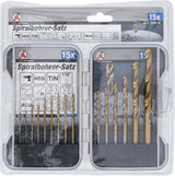 HSS TWIST DRILL SET | TITANIUM NITRATED | 1.5 - 10 MM | 15 PCS. (50815)