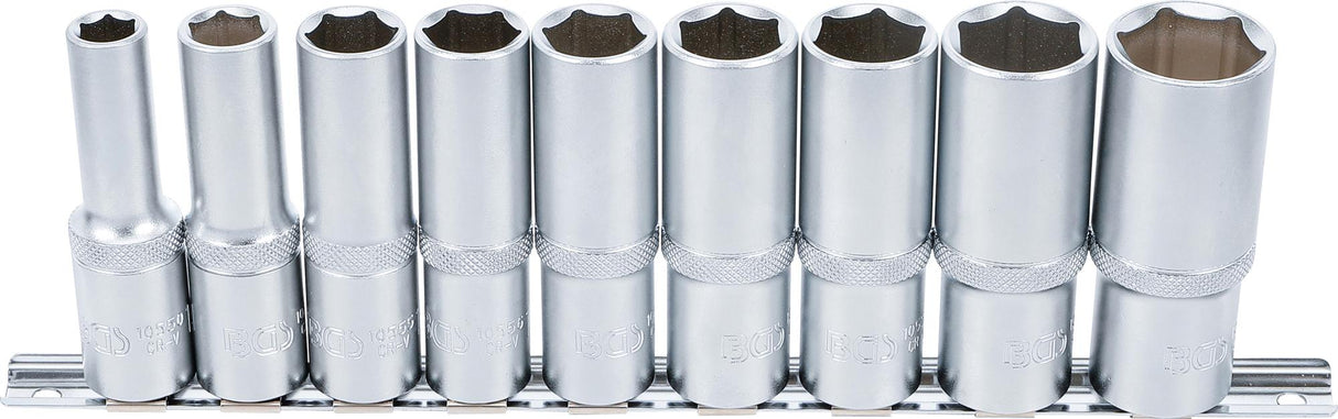 SOCKET SET, HEXAGON, DEEP | 12.5 MM (1/2") DRIVE | 10 - 24 MM | 9 PCS. (2223)