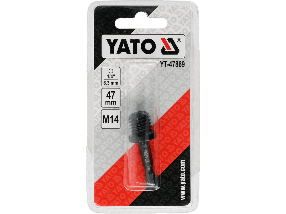 M14 THREAD ADAPTER TO HEX (1/4") 6.3 MM | 47 MM LONG (YT-47869)