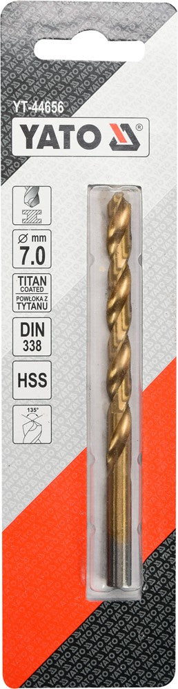TWIST DRILL BIT HSS-TIN 7 MM (YT-44656)