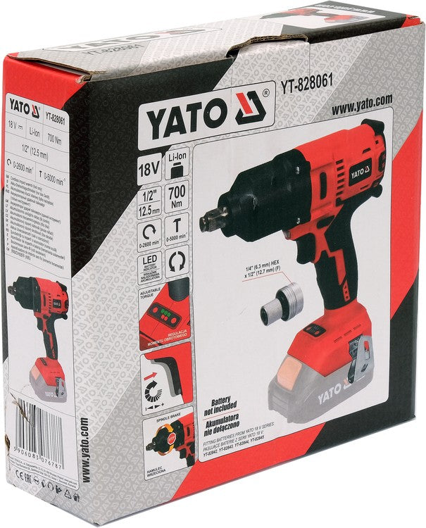 IMPACT WRENCH 18V 1/2'' 700NM - BODY (YT-828061)