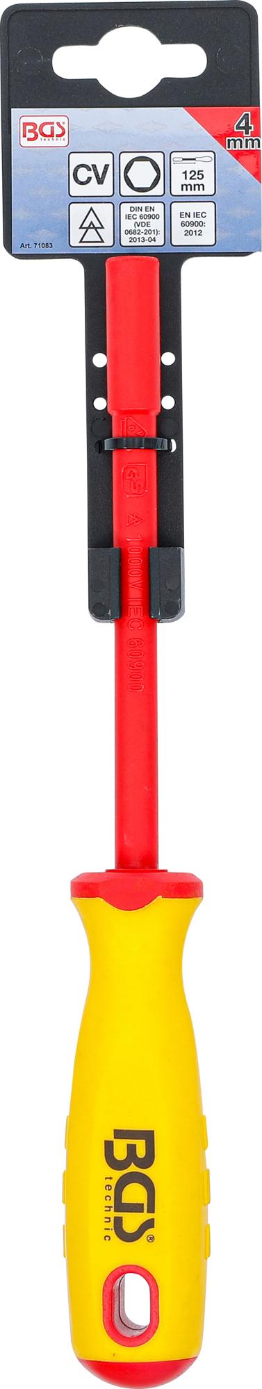 VDE SOCKET SCREWDRIVER | HEXAGON | 4 MM | BLADE LENGTH 125 MM (71083)