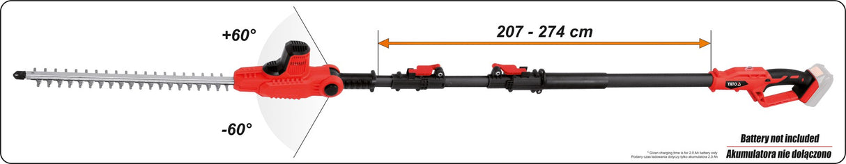 HEDGE TRIMMER 18V TELESCOPIC - BODY (YT-82835)